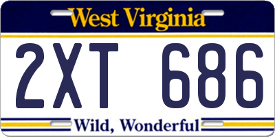WV license plate 2XT686
