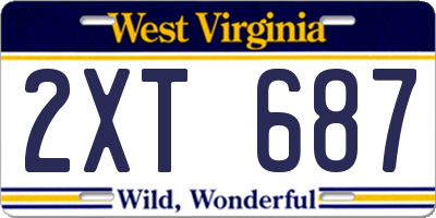 WV license plate 2XT687