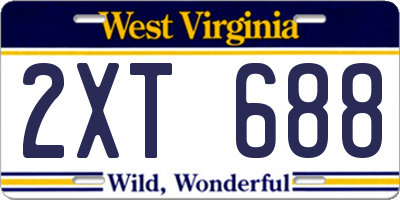 WV license plate 2XT688