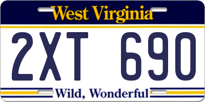 WV license plate 2XT690