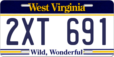 WV license plate 2XT691