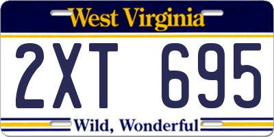 WV license plate 2XT695