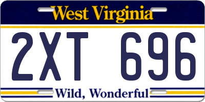 WV license plate 2XT696