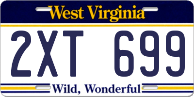 WV license plate 2XT699