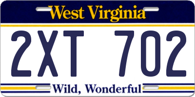 WV license plate 2XT702