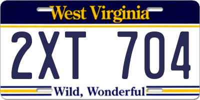 WV license plate 2XT704