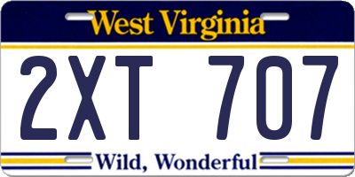 WV license plate 2XT707