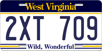 WV license plate 2XT709