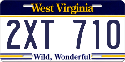 WV license plate 2XT710