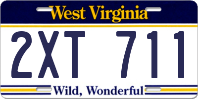 WV license plate 2XT711