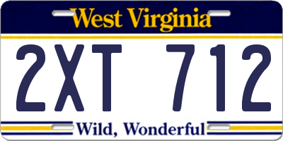 WV license plate 2XT712