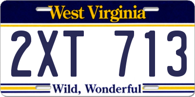 WV license plate 2XT713