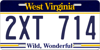 WV license plate 2XT714