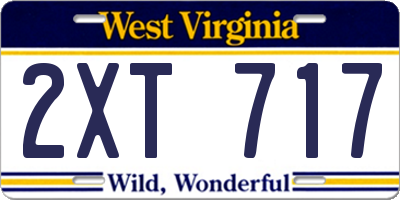 WV license plate 2XT717