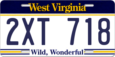 WV license plate 2XT718