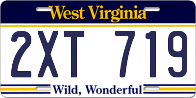 WV license plate 2XT719