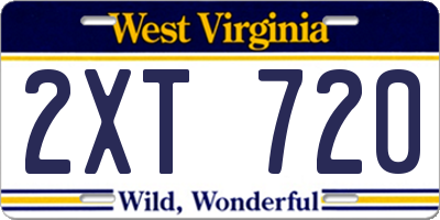 WV license plate 2XT720