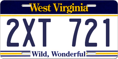 WV license plate 2XT721