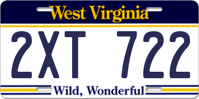WV license plate 2XT722