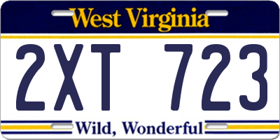 WV license plate 2XT723