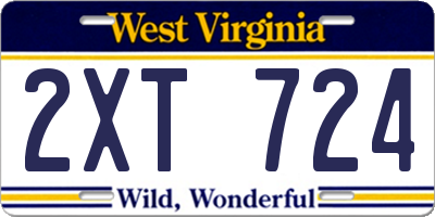 WV license plate 2XT724