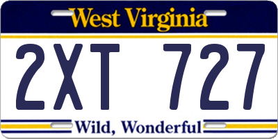 WV license plate 2XT727