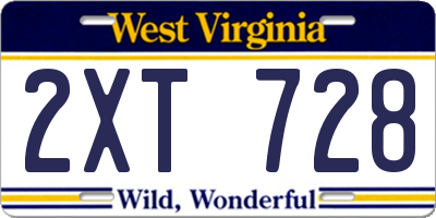 WV license plate 2XT728