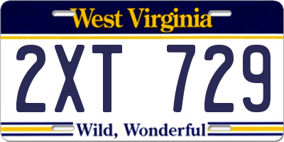 WV license plate 2XT729