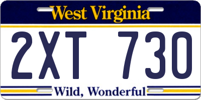 WV license plate 2XT730