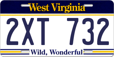 WV license plate 2XT732
