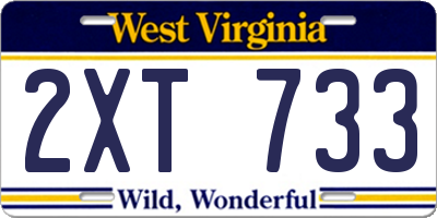 WV license plate 2XT733