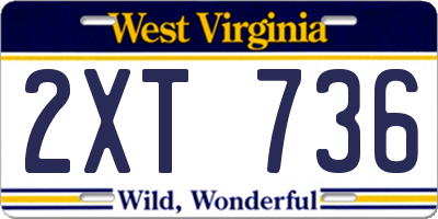 WV license plate 2XT736