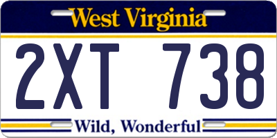 WV license plate 2XT738