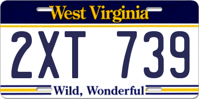WV license plate 2XT739