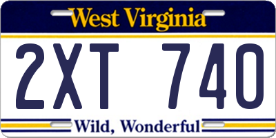 WV license plate 2XT740