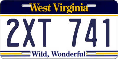 WV license plate 2XT741