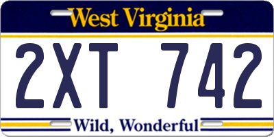 WV license plate 2XT742