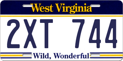 WV license plate 2XT744