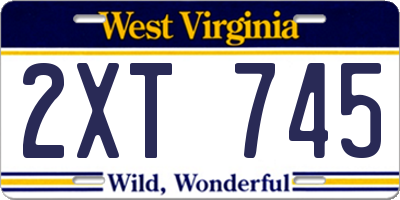 WV license plate 2XT745