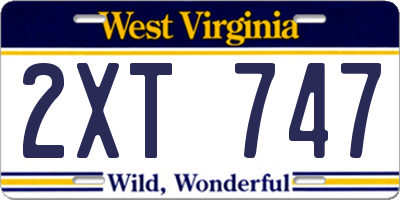 WV license plate 2XT747