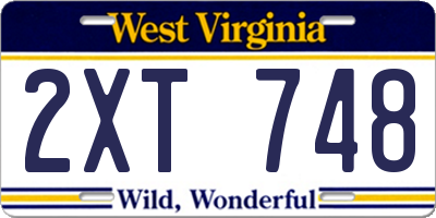 WV license plate 2XT748