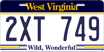 WV license plate 2XT749