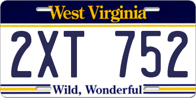 WV license plate 2XT752