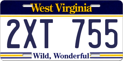 WV license plate 2XT755