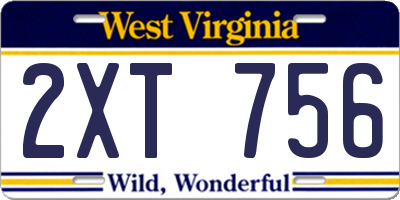 WV license plate 2XT756