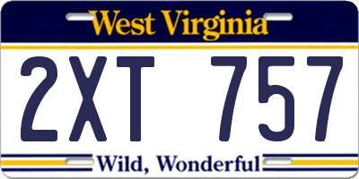 WV license plate 2XT757
