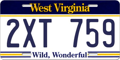 WV license plate 2XT759