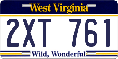 WV license plate 2XT761
