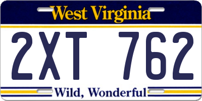 WV license plate 2XT762