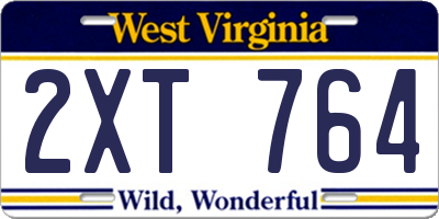 WV license plate 2XT764